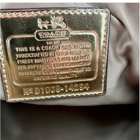 Coach Signature Madison Op Art Audrey Khaki Brown Satchel 14294 Handbag Purse - Picture 2 of 11